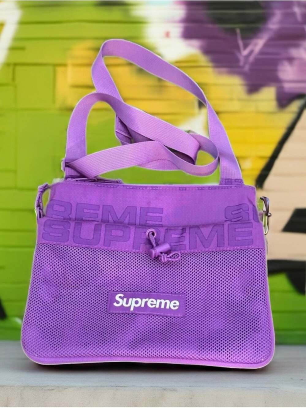 Supreme Purple Cordura Mesh Crossbody Shoulder Bag Logo Streetwear